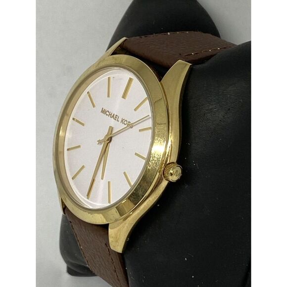 Michael Kors Runway MK4295 Women's Brown Leather Analog Dial Quartz Watch Y201 - Picture 4 of 12